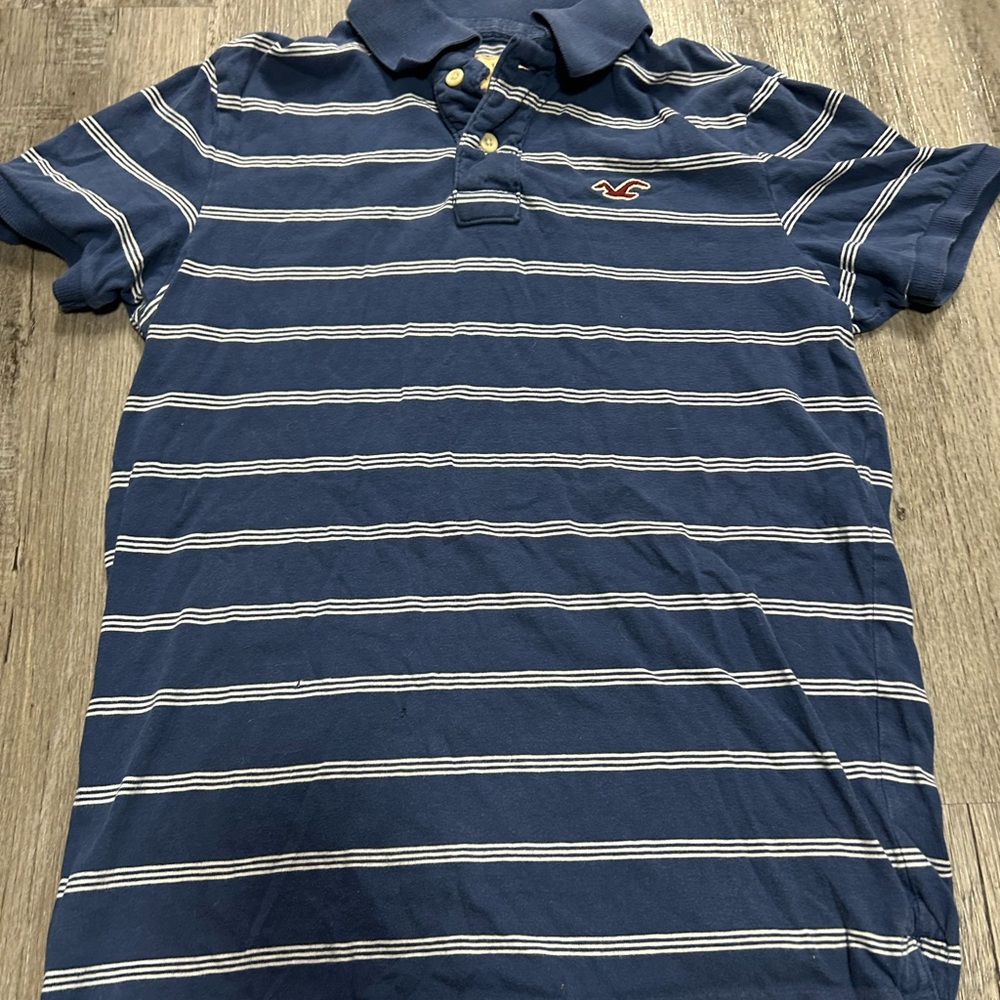 Hollister Navy and White Striped Shirt